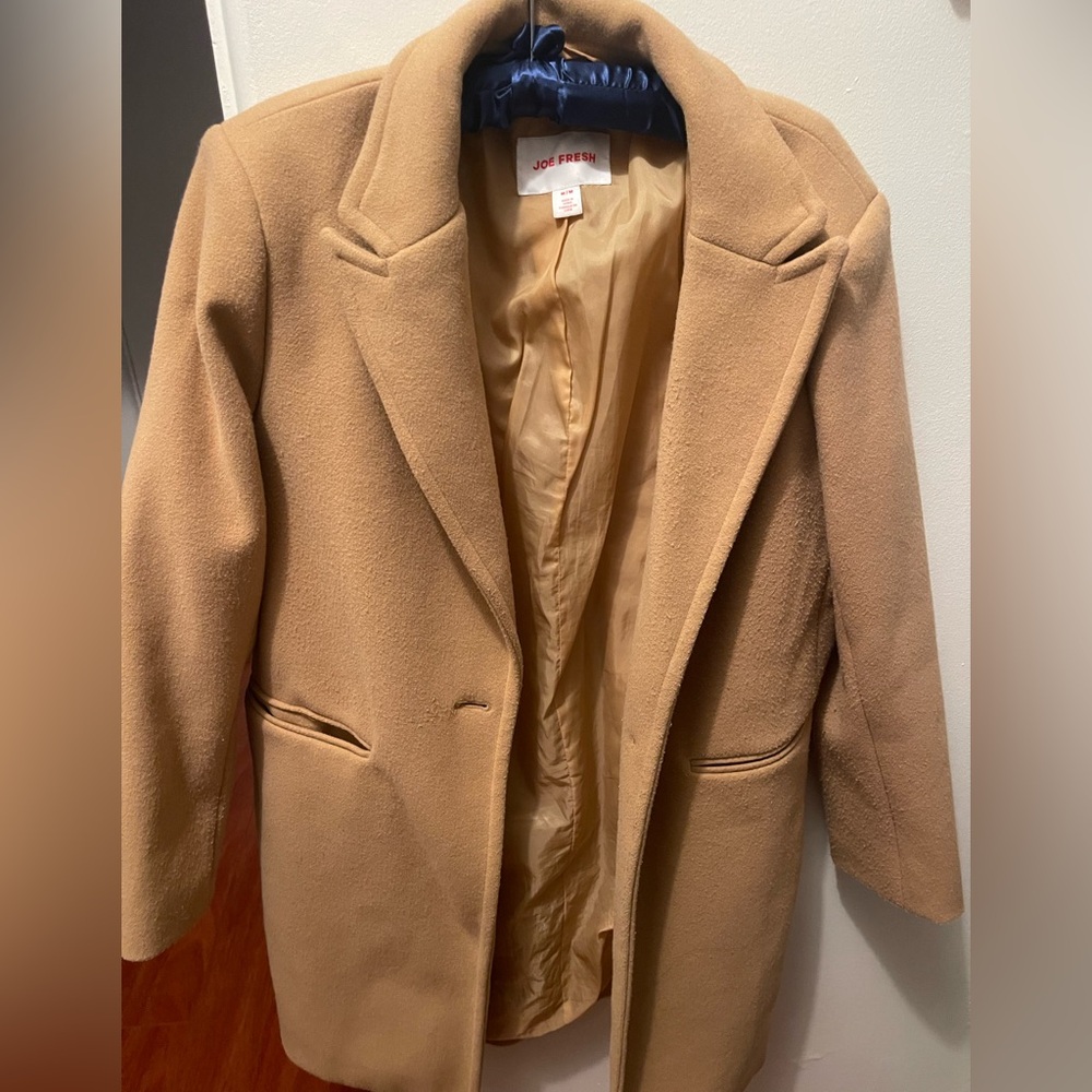 Joe Fresh Tan Trench Coat Wool Blend
